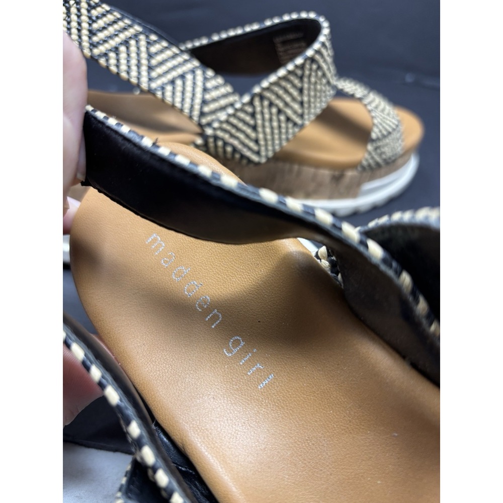 MADDEN GIRL ESIE Black White Strappy Sandals Size‎ 10 - Picture 8 of 10